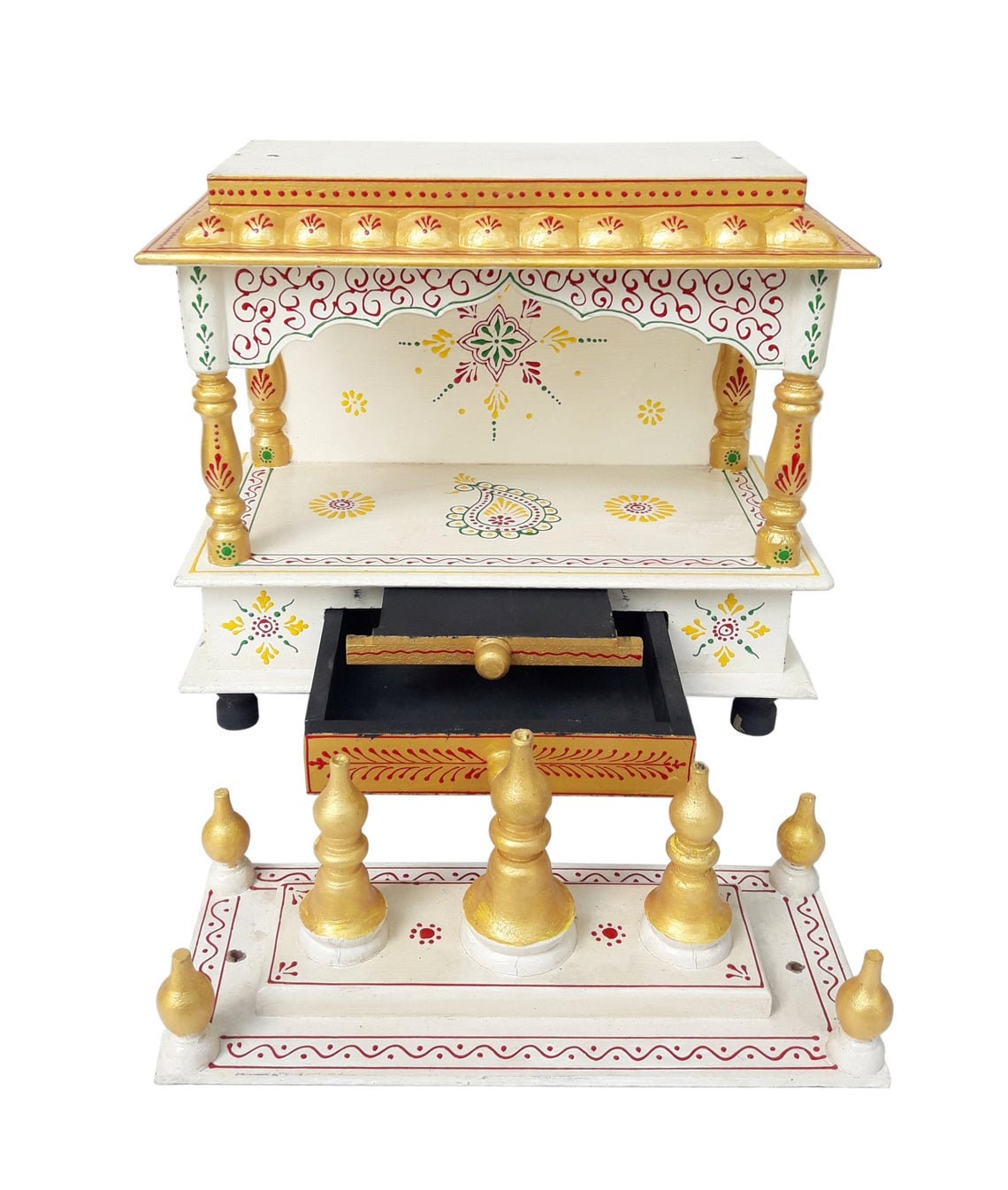 Wooden Mandir Gold Temple Hindu Pooja