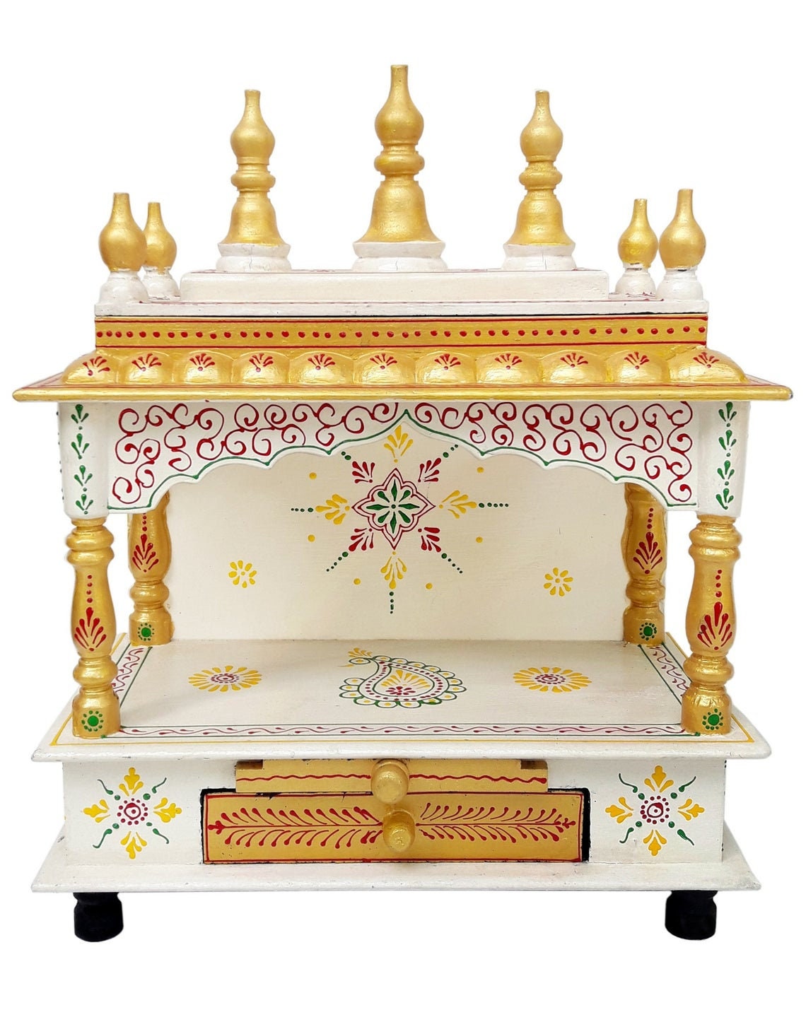 Wooden Mandir Gold Temple Hindu Pooja