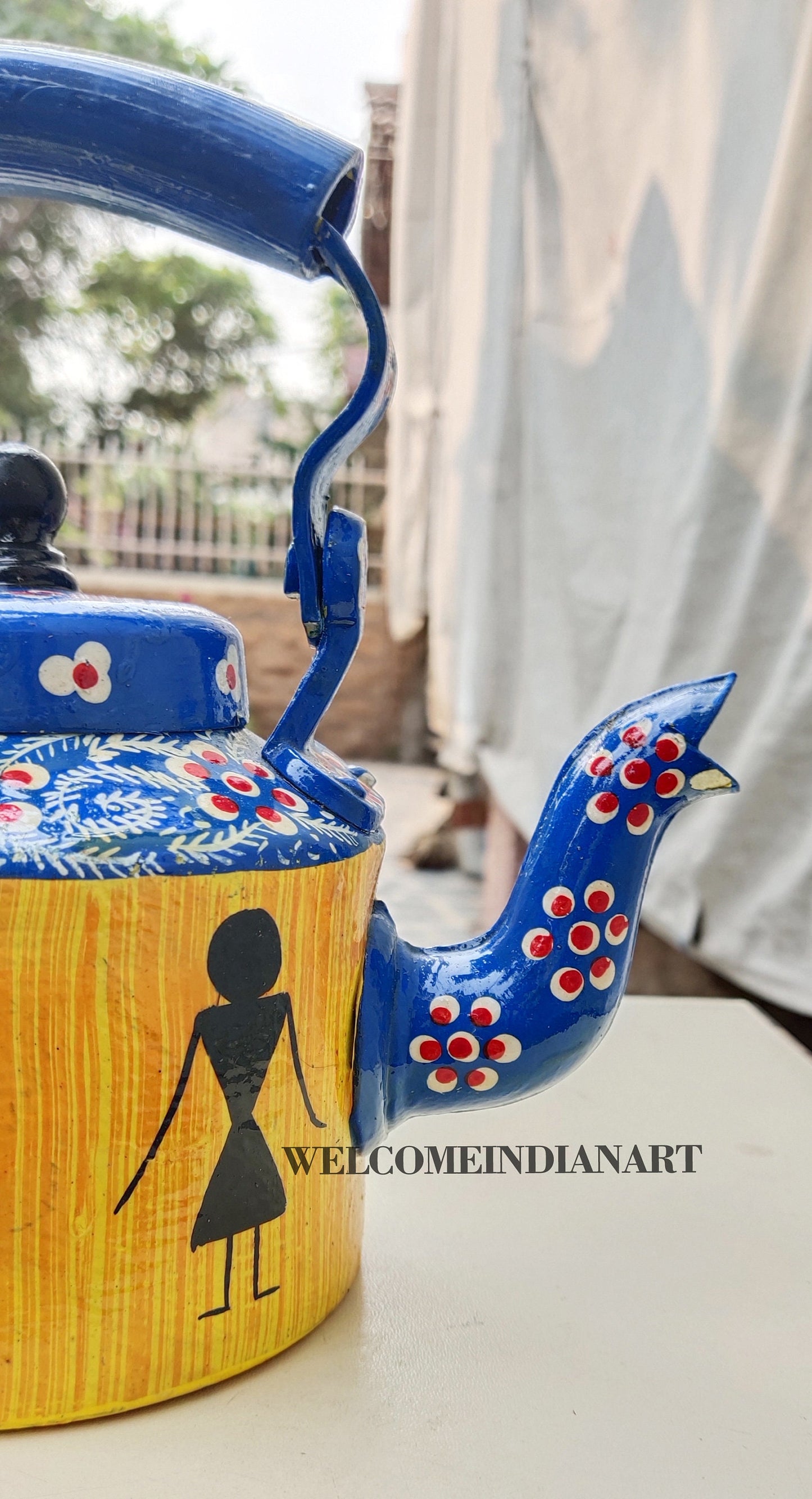 Handpainted Tea Kettle, Handmade Aluminium Model 1