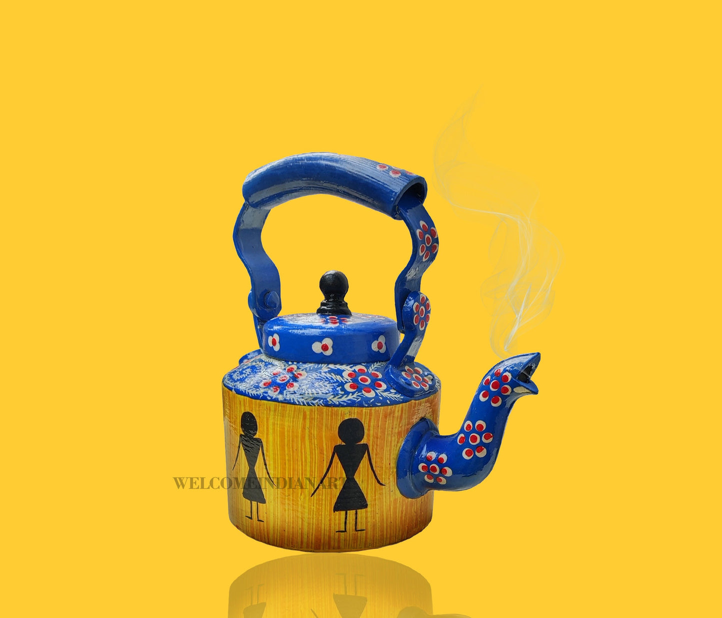 Handpainted Tea Kettle, Handmade Aluminium Model 1