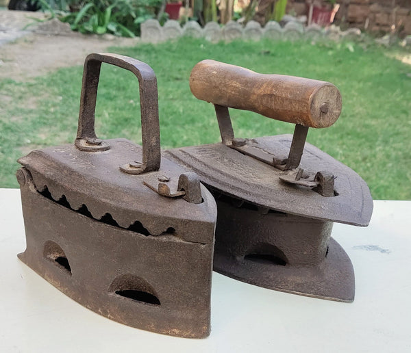 Antique Iron Vintage Old Charcoal Model 1 ( Set Of 2 )