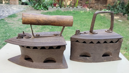 Antique Iron Vintage Old Charcoal Model 1 ( Set Of 2 )