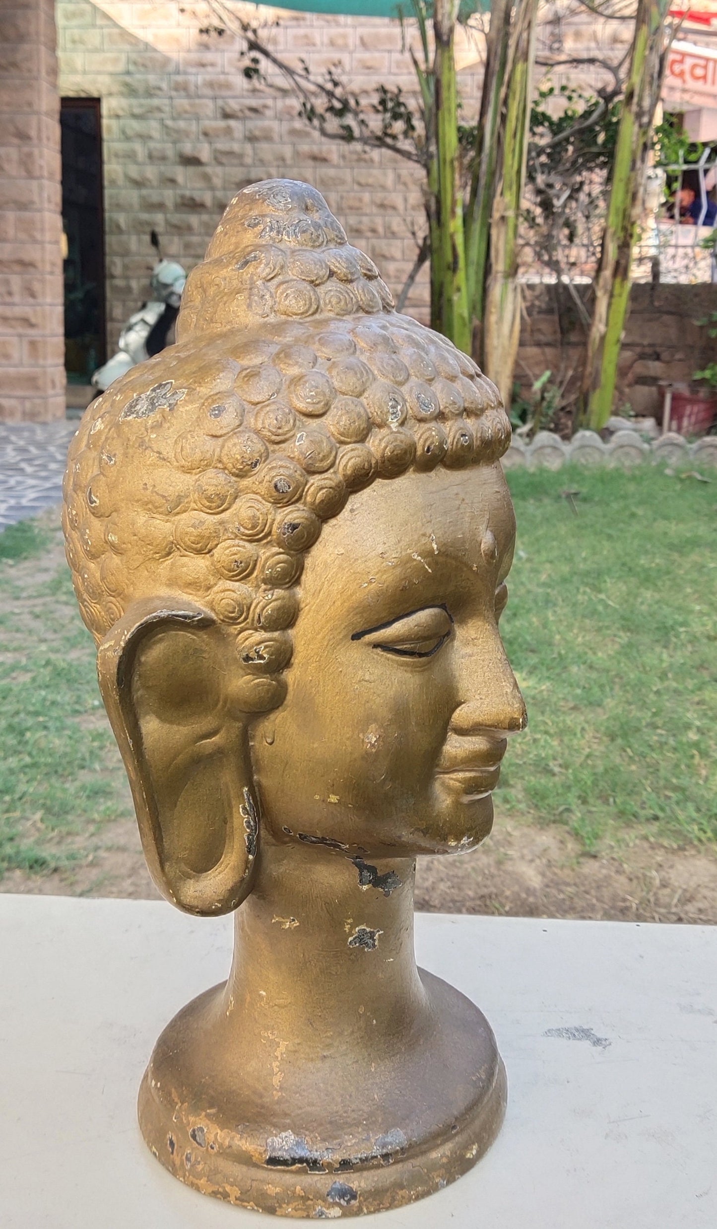 Meditative Buddha Head, Cast Iron Model 1