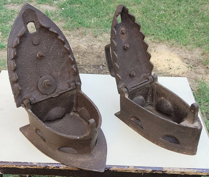 Antique Iron Vintage Old Charcoal Model 1 ( Set Of 2 )