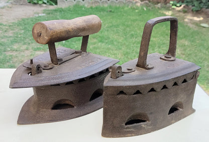 Antique Iron Vintage Old Charcoal Model 1 ( Set Of 2 )