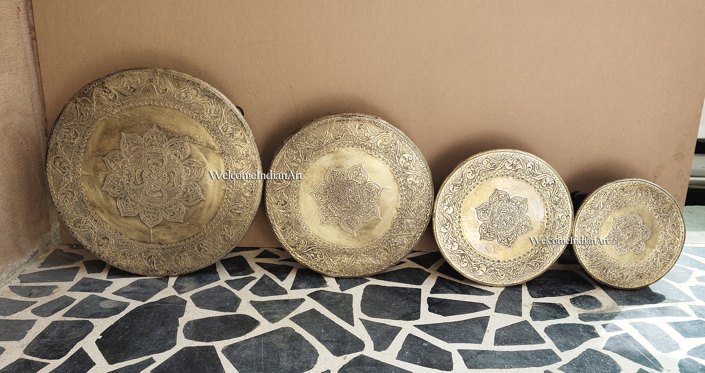 Indian Wooden Brass Fitted Designer Bajot