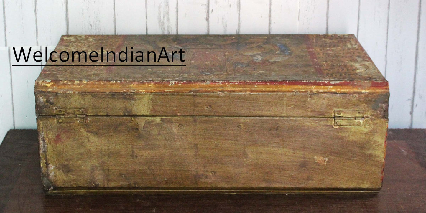 Antique Wooden Box Vintage Military Metal