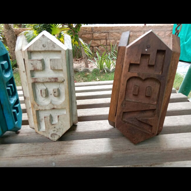 Set Of 3 Antique Wooden Wood