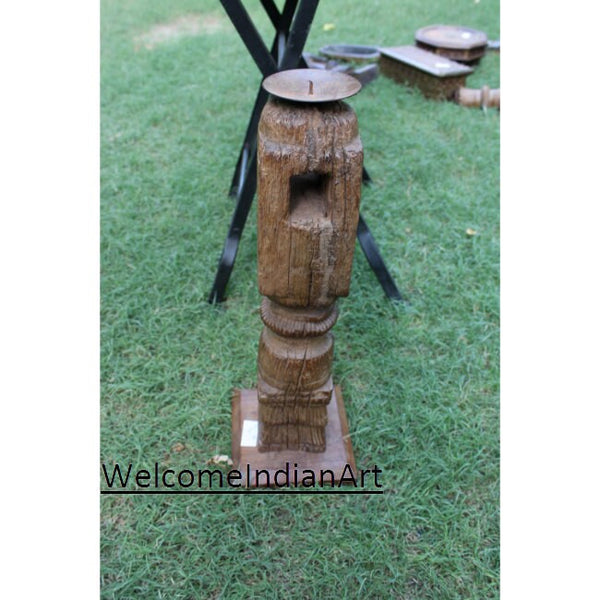 Vintage Wooden Candle Holder Hand Model 1
