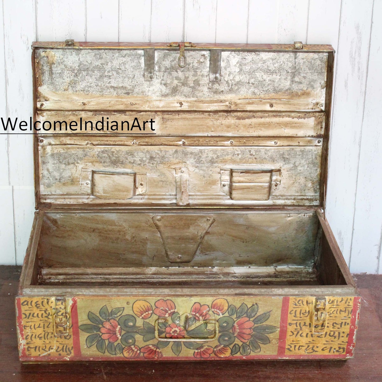 Antique Wooden Box Vintage Military Metal