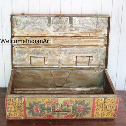 Antique Wooden Box Vintage Military Metal