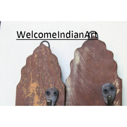 Vintage Iron Wooden Hook Hanger Antique