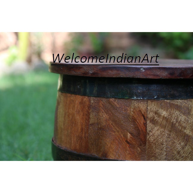 Wooden Barrel, Dark Stool, Barrel Model 1