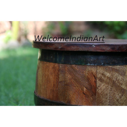 Wooden Barrel, Dark Stool, Barrel Model 1