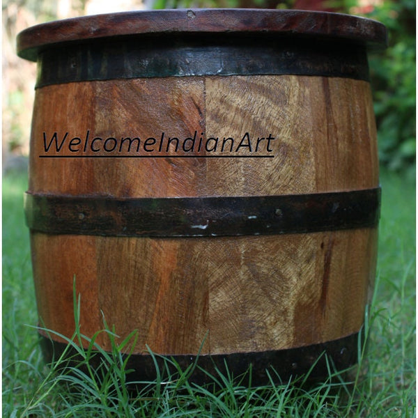 Wooden Barrel, Dark Stool, Barrel Model 1