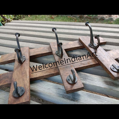 Old Iron Wooden Hook Hanger Model 1