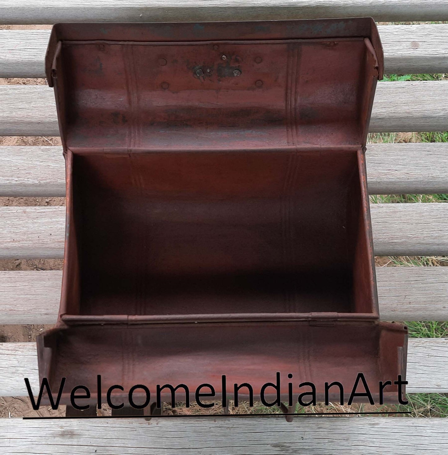 Antique Barber Box Rustic Grooming Metal