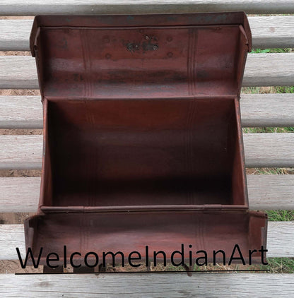Antique Barber Box Rustic Grooming Metal