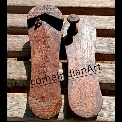 Old Indian Antique Wooden Slipper Shoe