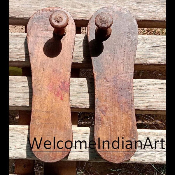 Old Indian Antique Wooden Slipper Shoe