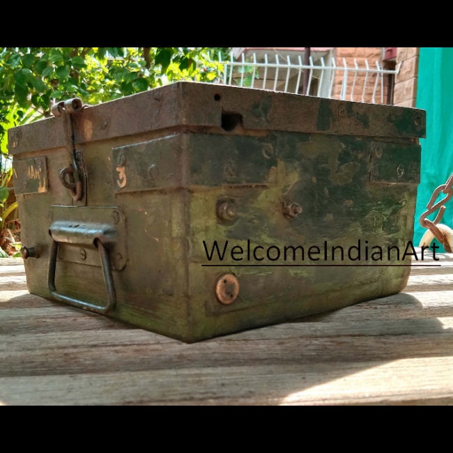 Antique Wooden Trunk Storage Trunk Metal