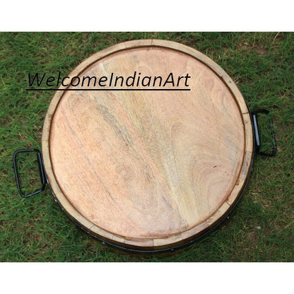 Wooden Serving Tray Unique Round Model 1 ( Set Of 1 )