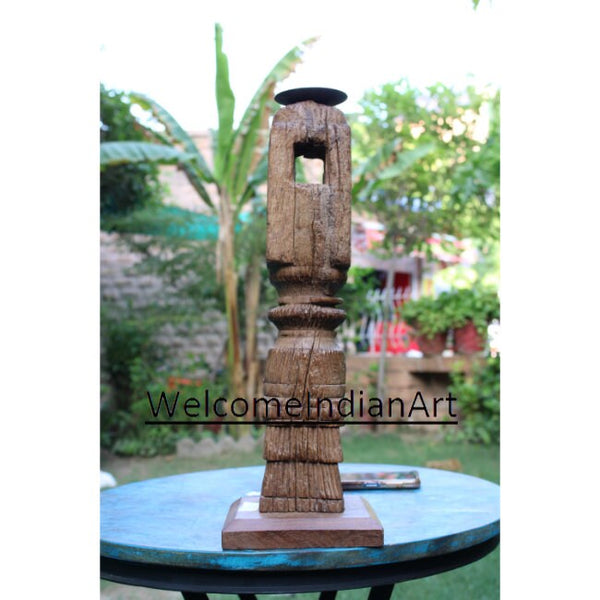 Old Vintage Wooden Candle Holder Model 1