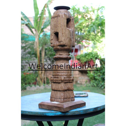 Old Vintage Wooden Candle Holder Model 1
