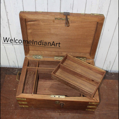 Antique Wooden Trunk Treasure Chest Model 1
