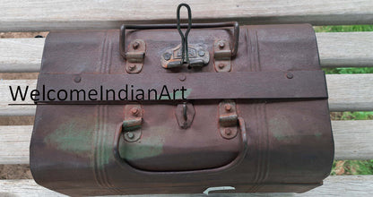 Antique Barber Box Rustic Grooming Metal