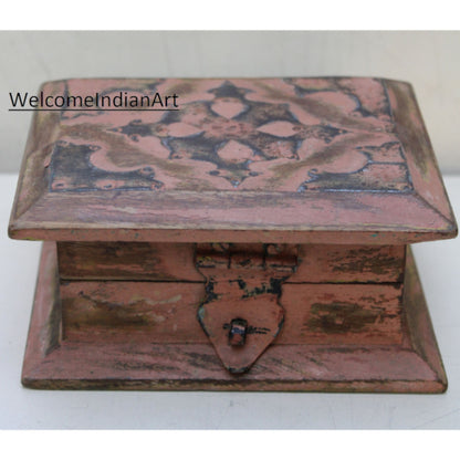 Handmade Vintage Wooden Carving Box Model 1 ( Lot Of 1 )