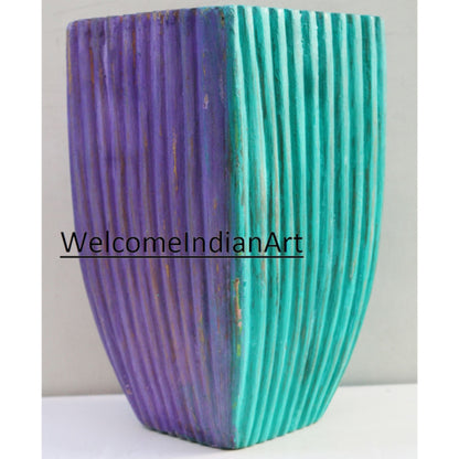 Hand Carved Wood Vase Floral Model 1