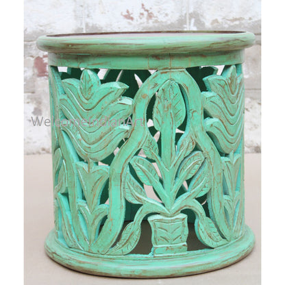 Indian Wooden Coffee Table Unique Green