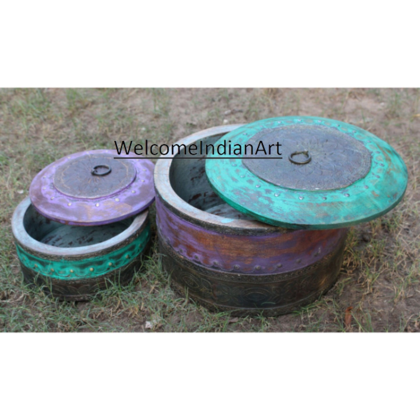 Handpainted Wooden Box For Living Model 1 ( Set Of 2 )