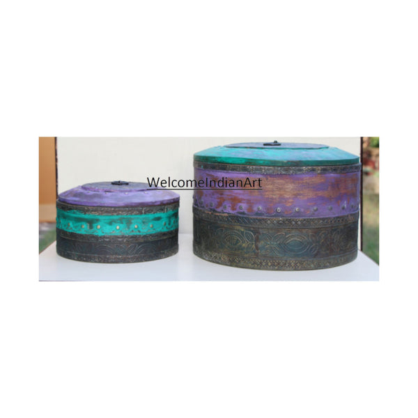 Handpainted Wooden Box For Living Model 1 ( Set Of 2 )