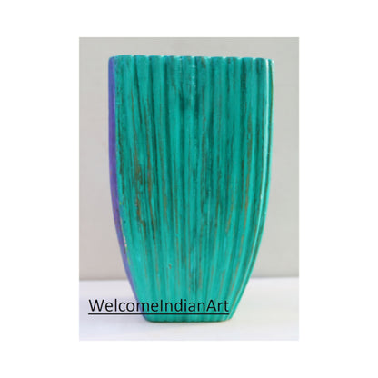 Hand Carved Wood Vase Floral Model 1