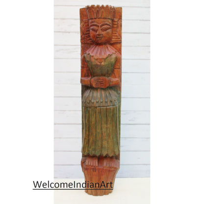 Antique Carved Sculpture, Vintage Wooden Model 1