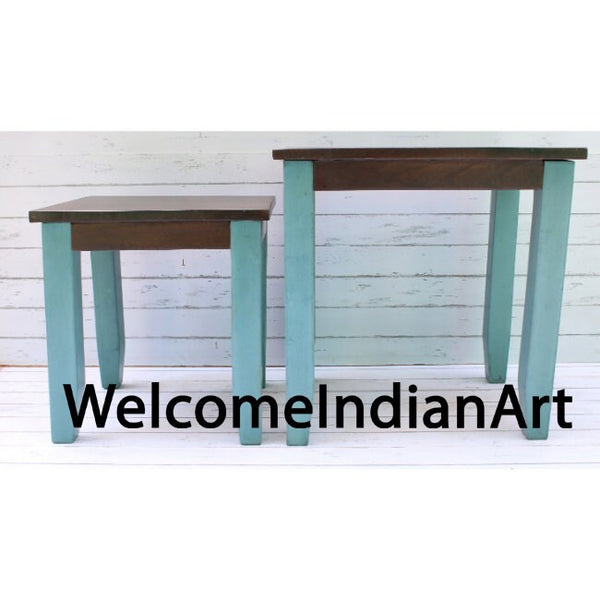 Wood Bedside Nesting Table Luxury Model 1 ( Set Of 2 )