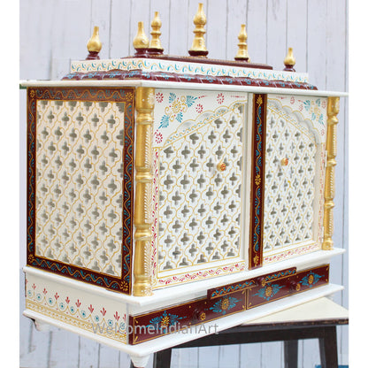 Wooden Temple For Home White Model 1