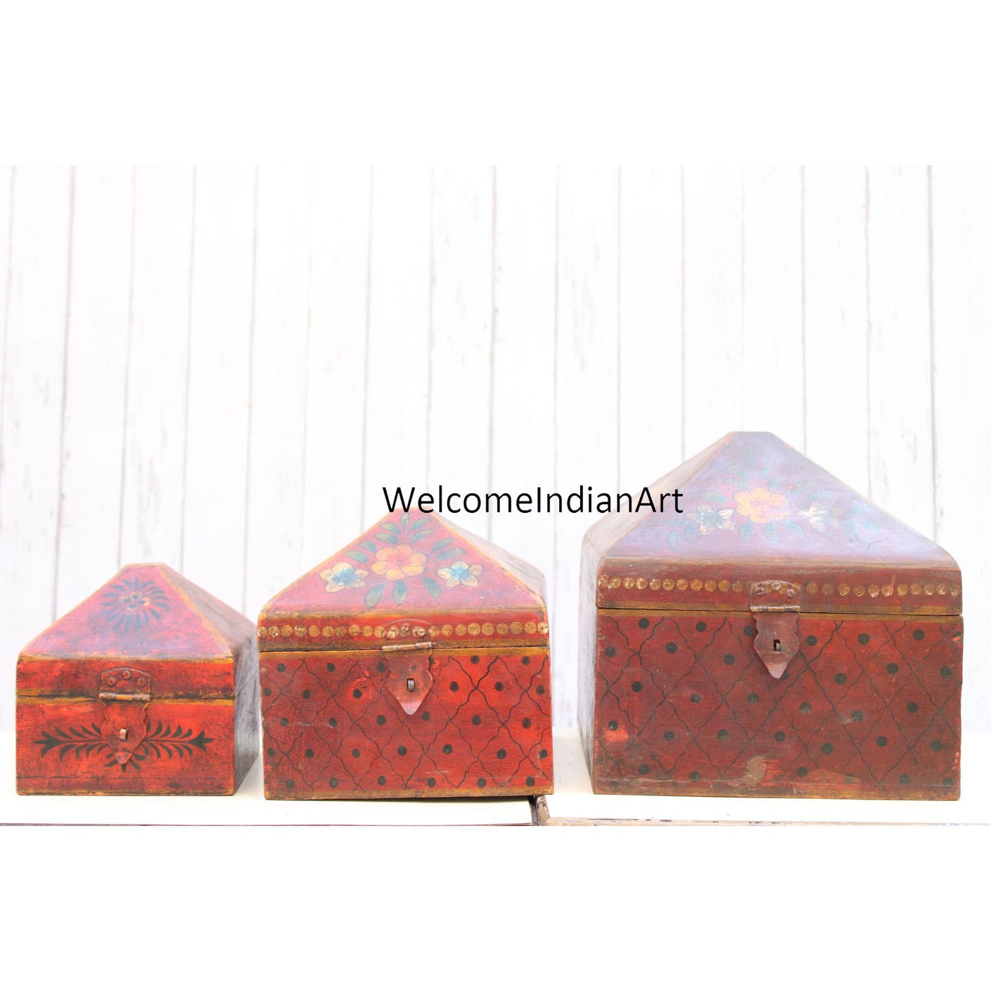 Wooden Hand Painted Box, Decorative Model 1