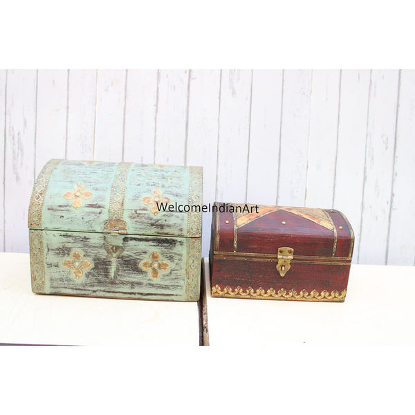 Wooden Brass Fitted Jewelry Box Wood