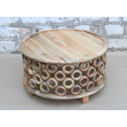 Wood Round Coffee Table/ Wooden Cocktail