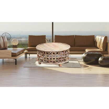 Wood Round Coffee Table/ Wooden Cocktail
