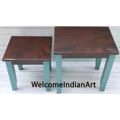 Wood Bedside Nesting Table Luxury Model 1 ( Set Of 2 )