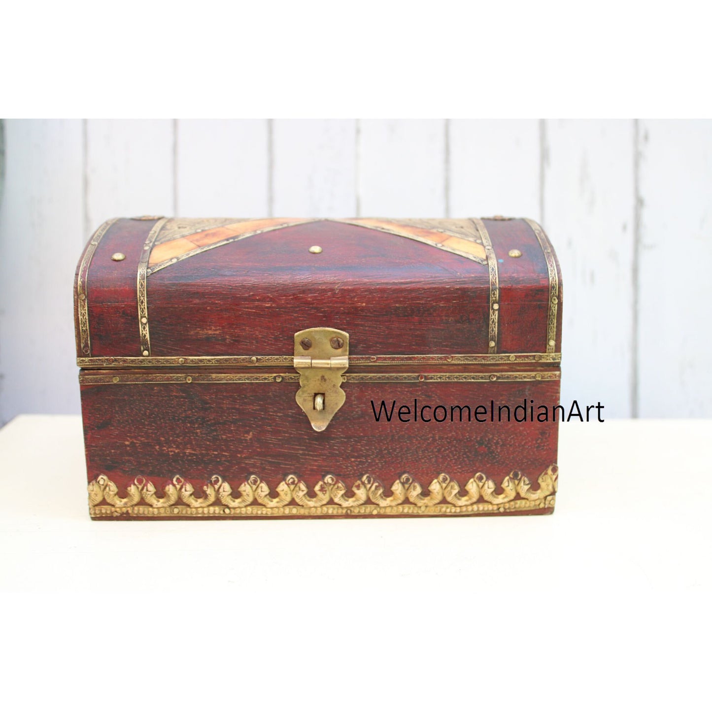 Wooden Brass Fitted Jewelry Box Wood