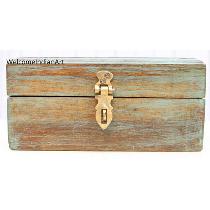 Old Wooden Box Handcrafted Jewelry Storage