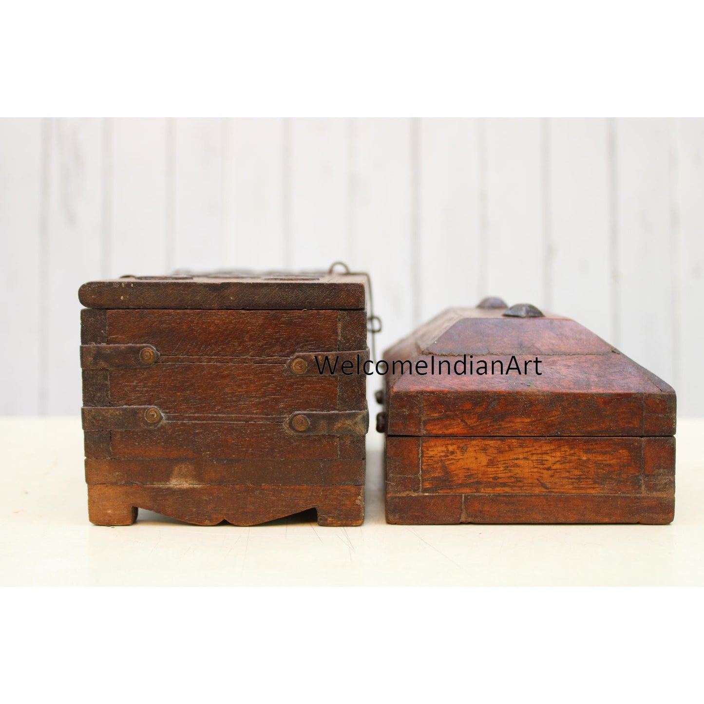 Handmade Wooden Carving Box, Handcrafted Model 1 ( Set Of 2 )