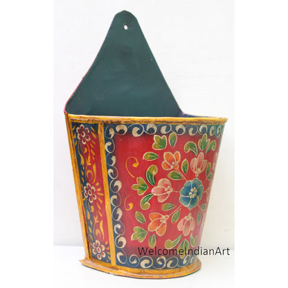 Iron Bucket Handmade Floral Painted Model 1
