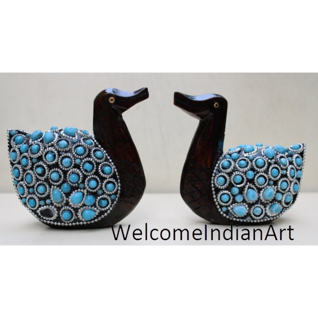 Wooden Carved Turtle With Duck Set