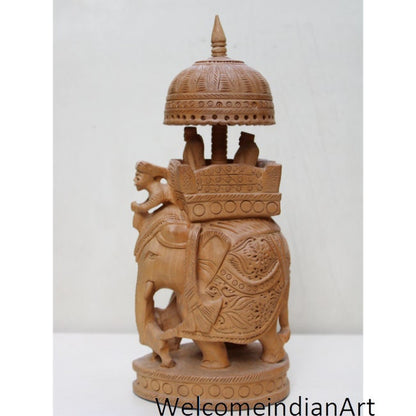 Wooden Elephant Figurines Set Of Model 1